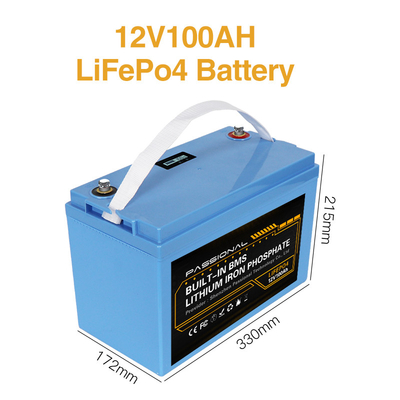 LFP 재충전이 가능한 12v 100ah Lifepo4 리튬 건전지 팩 방수 청색