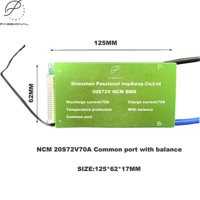 24S 72V 70A LiFePO4 배터리 BMS 공통 포트 PCB 125*63*16MM