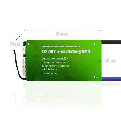 균형과 3.7V PCB Li 이온 프로텍션 보드 BMS 17S 60V 45A 공통 포트
