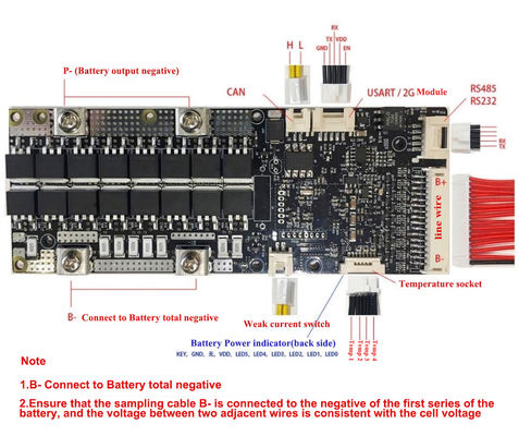 배터리 BMS는 3S-20S 건전지 팩 BMS RS485 RS232 72V 20S BMS 200A에 탑승합니다
